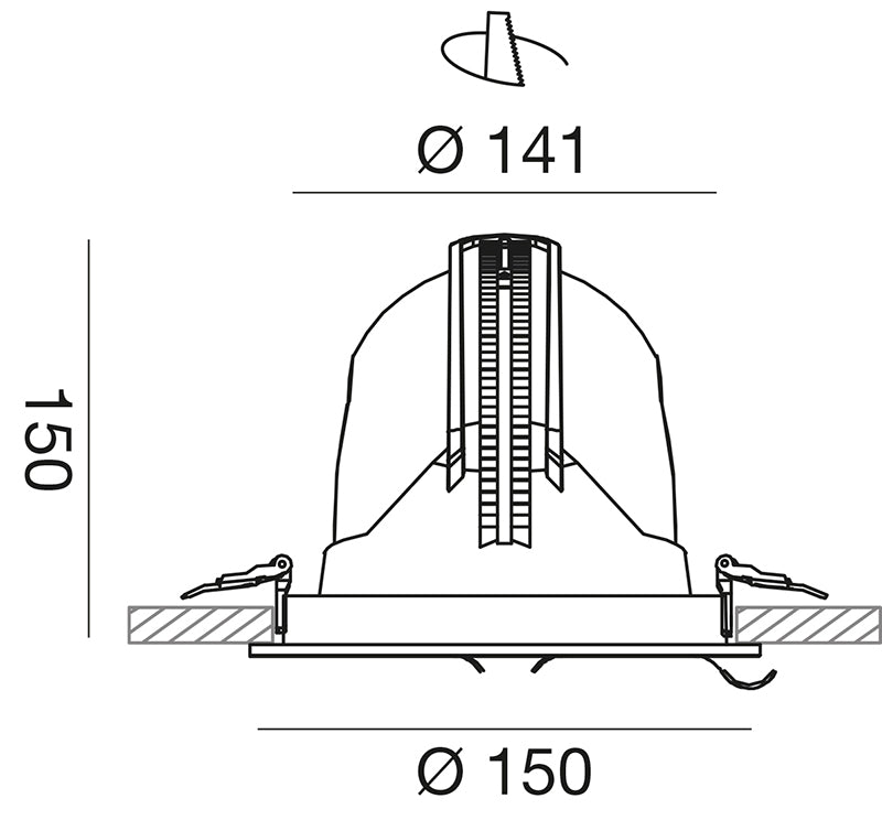 Vertex Tilt faretto incasso Ø150