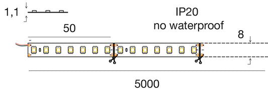 STRIP LED 9.6W/m - 8 mm 24Vdc