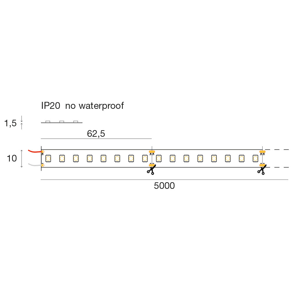 STRIP LED 12W/m - 10 mm 24Vdc