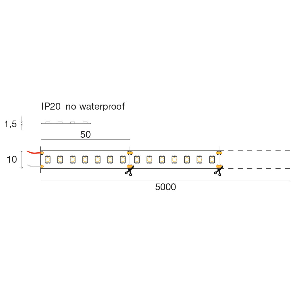STRIP LED 14.4W/m - 10 mm 24Vdc