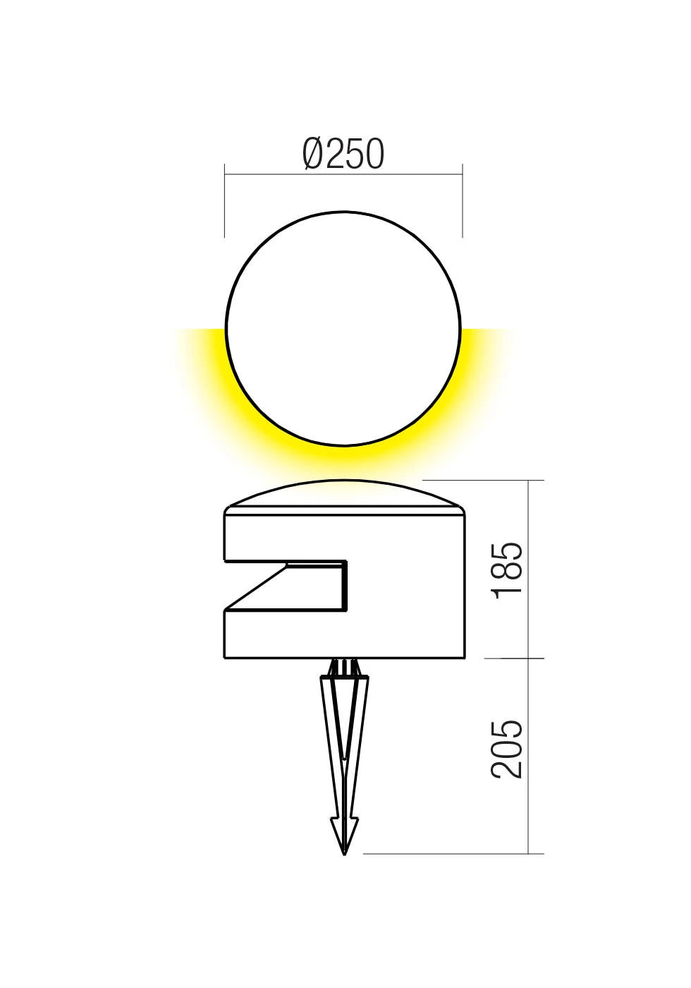 Cliff Paletto 180° Light Emission Ø250 220V Ac 2700k