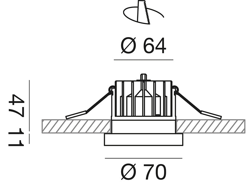Vertex faretto Ø70 incasso