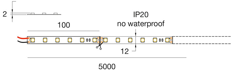 STRIP LED 14.4W/m - 12 mm 24Vdc