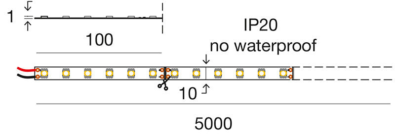 STRIP LED 14.4W/m - 10 mm 24Vdc