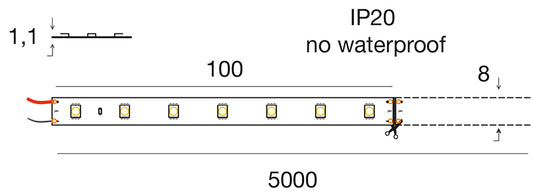 STRIP LED 4,8W/m - 8 mm 24Vdc