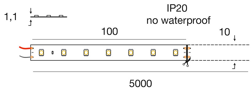 STRIP LED 14.4W/m - 10 mm 24Vdc