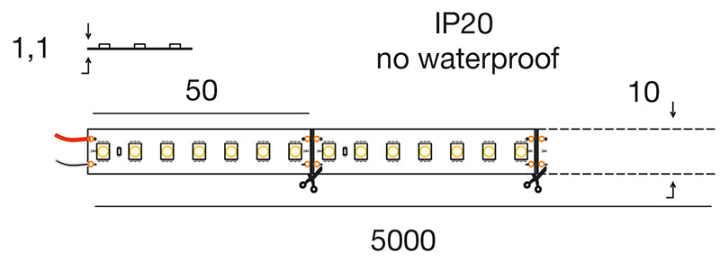 STRIP LED 19.2W/m - 10 mm 24Vdc