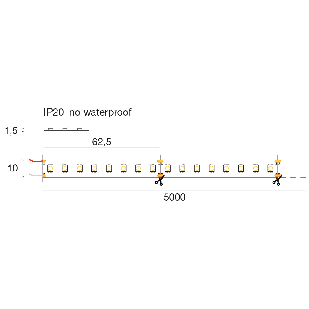 STRIP LED 12W/m - 10 mm 24Vdc