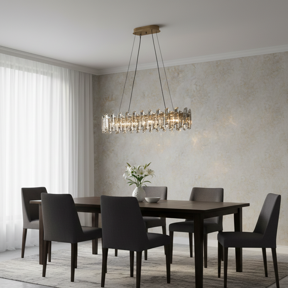 Arcadia 8 luci ovale oro