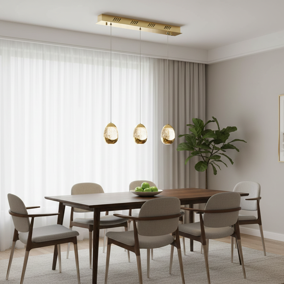 Golden egg a 3 luci lineare sospensione