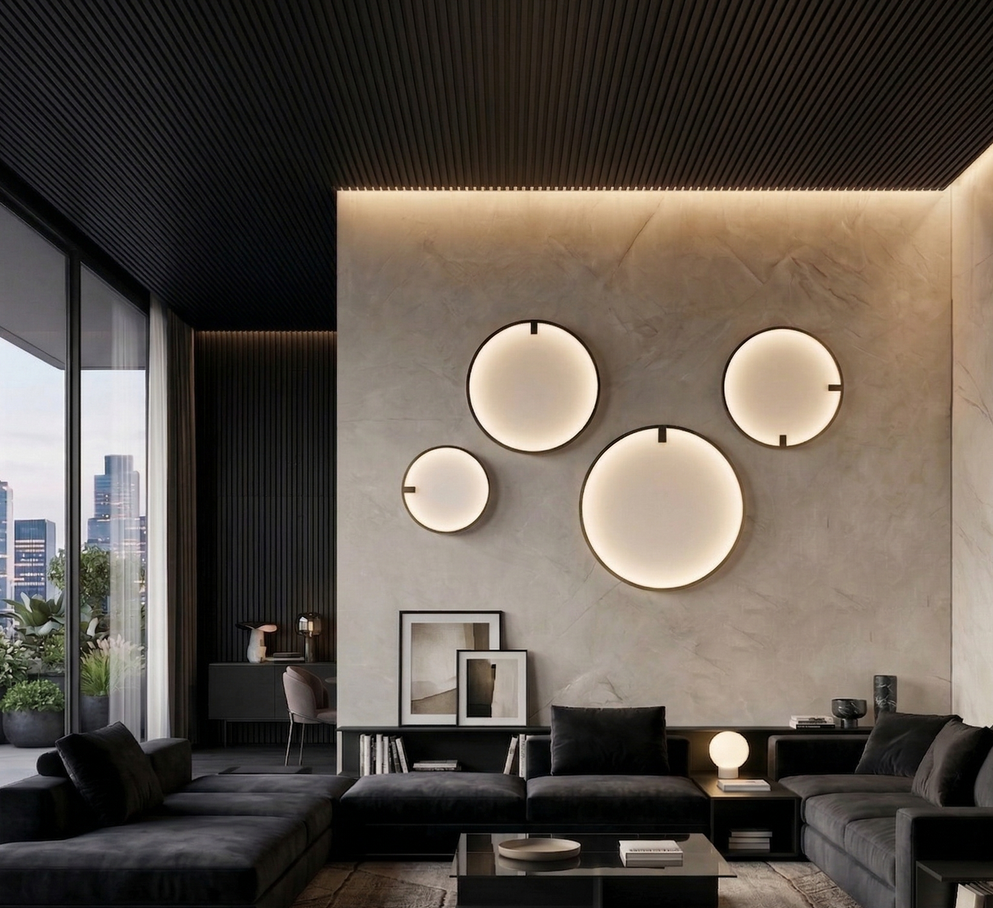 Nairobi applique/lampada da soffitto nero Ø60cm