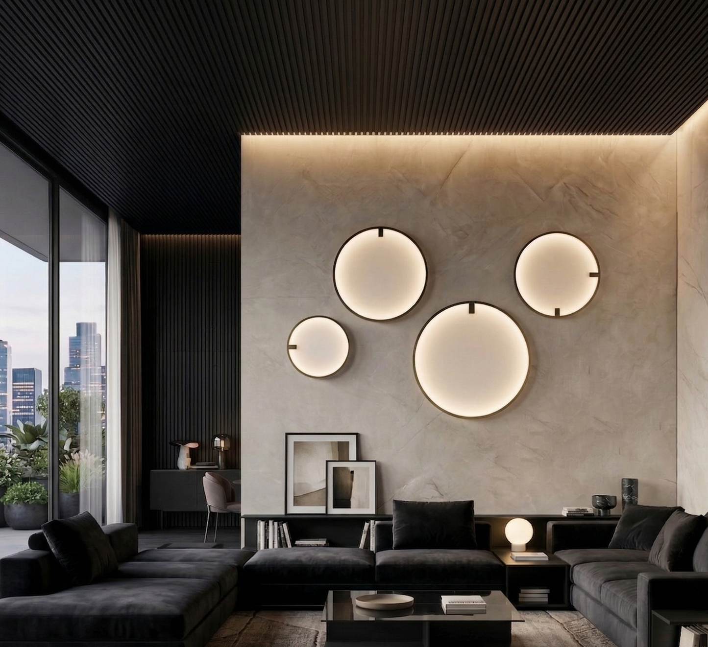 Nairobi applique/lampada da soffitto nera Ø80cm