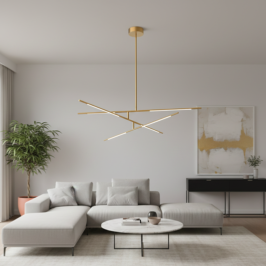 Tubular a 6 luci oro sospensione
