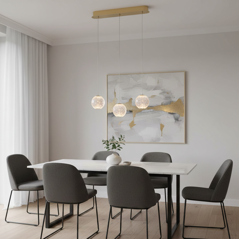 Diamante a 3 luci lineare oro sospensione