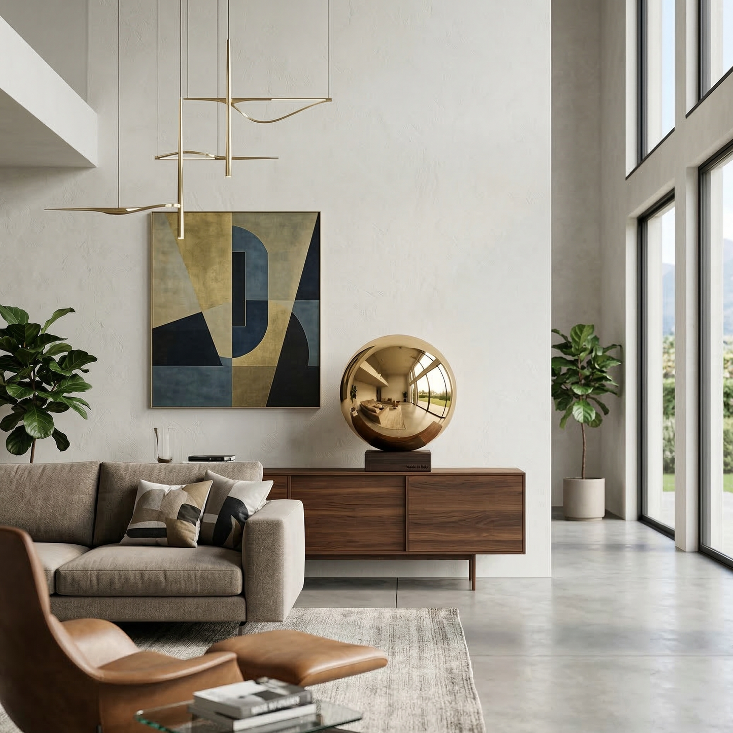 Sfera materia oro scultura