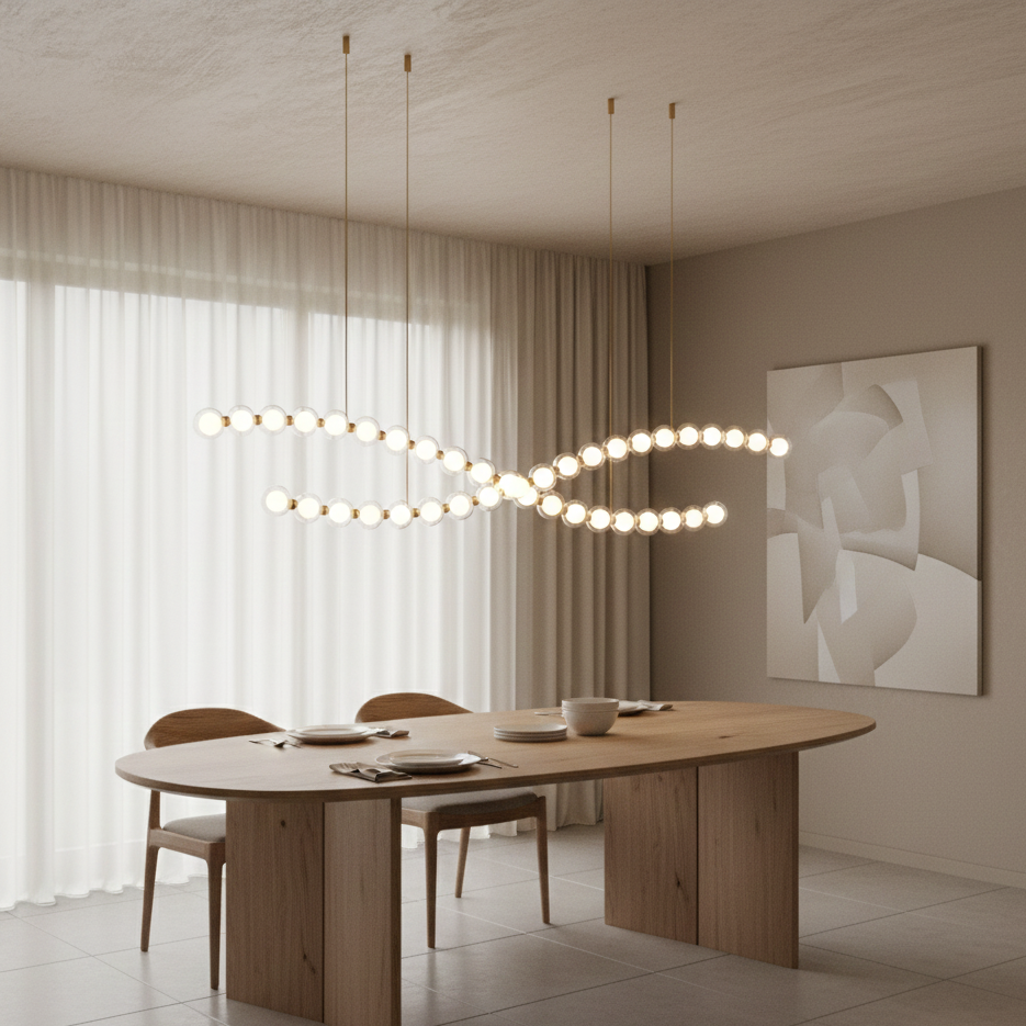 Perla sospensione Elegante 40 luci oro
