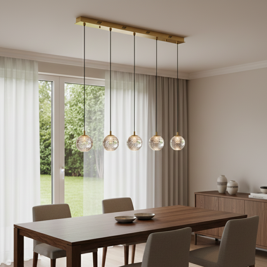 Diamante a 5 luci lineare oro