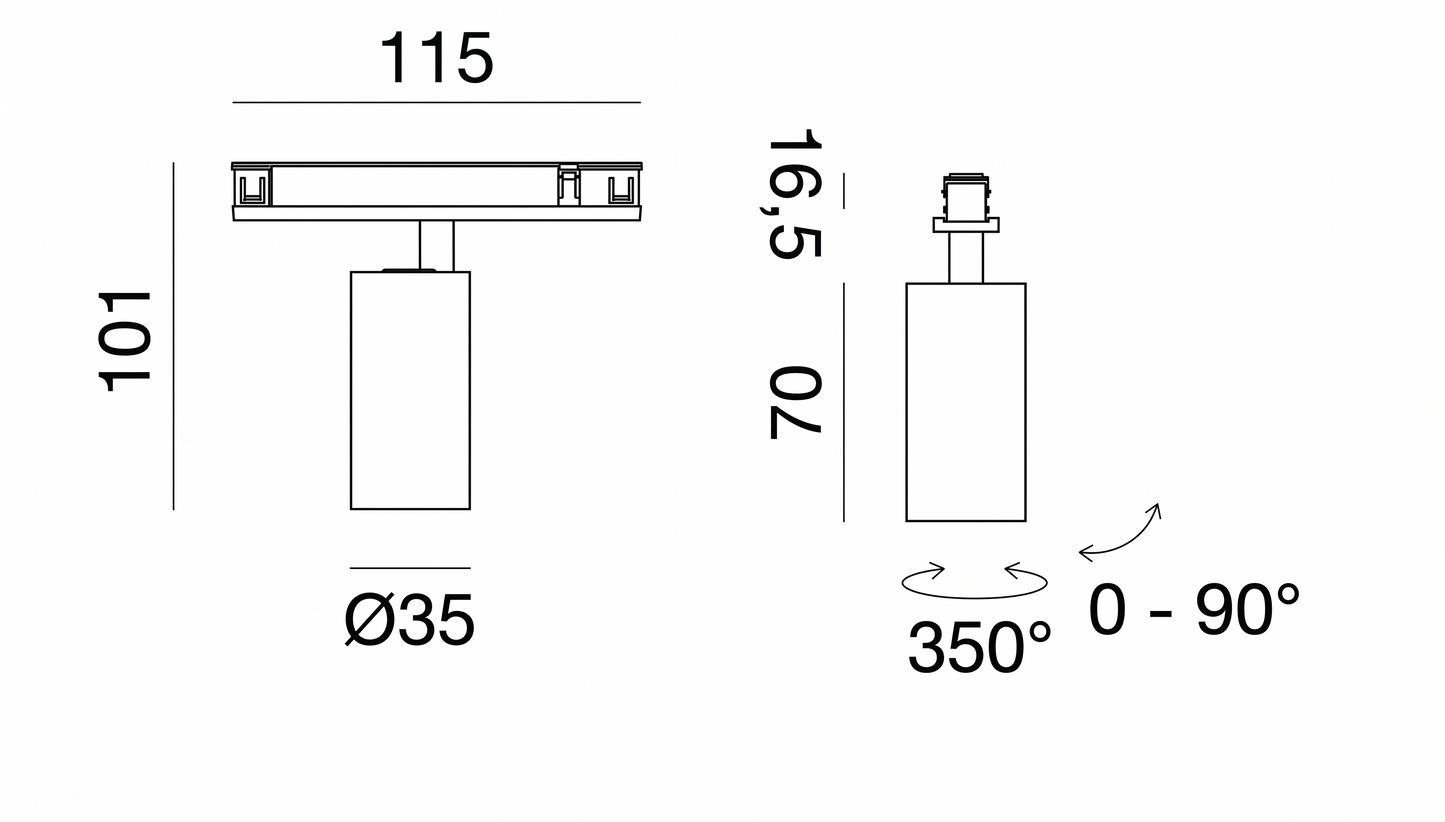 Aura Track slim faretto 115cm