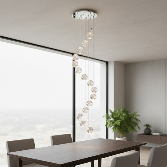 Diamante a 14 luci argento sospensione