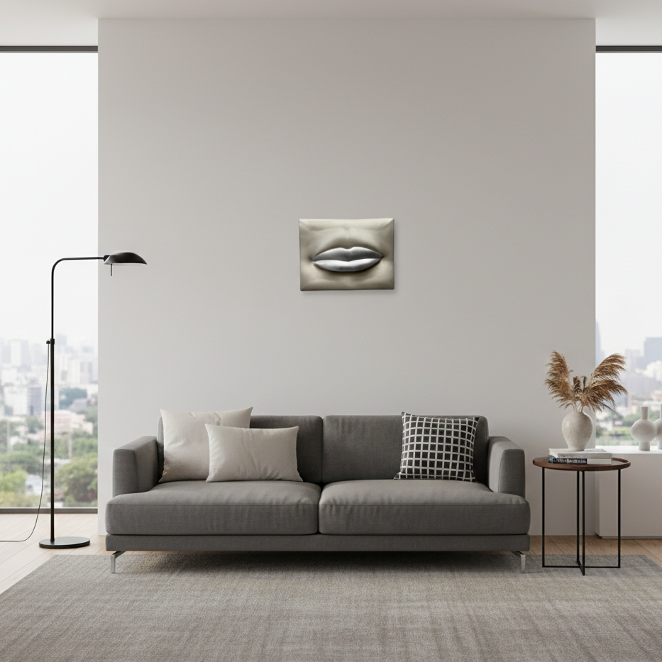 Baciami big quadro argento L 98 H 50 cm